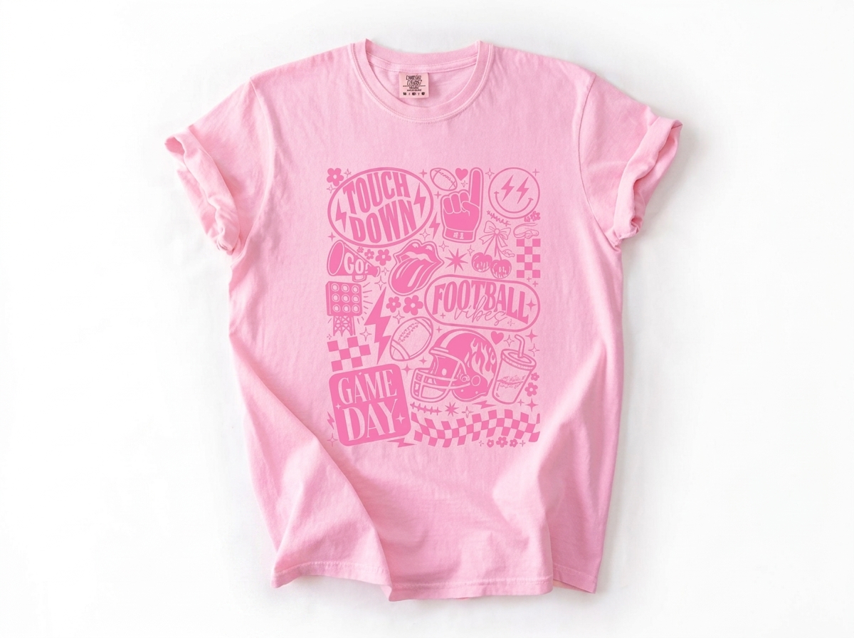 Football Vibes Doodle Sweatshirt Retro Game Day Collage Heat Transfer Shirt