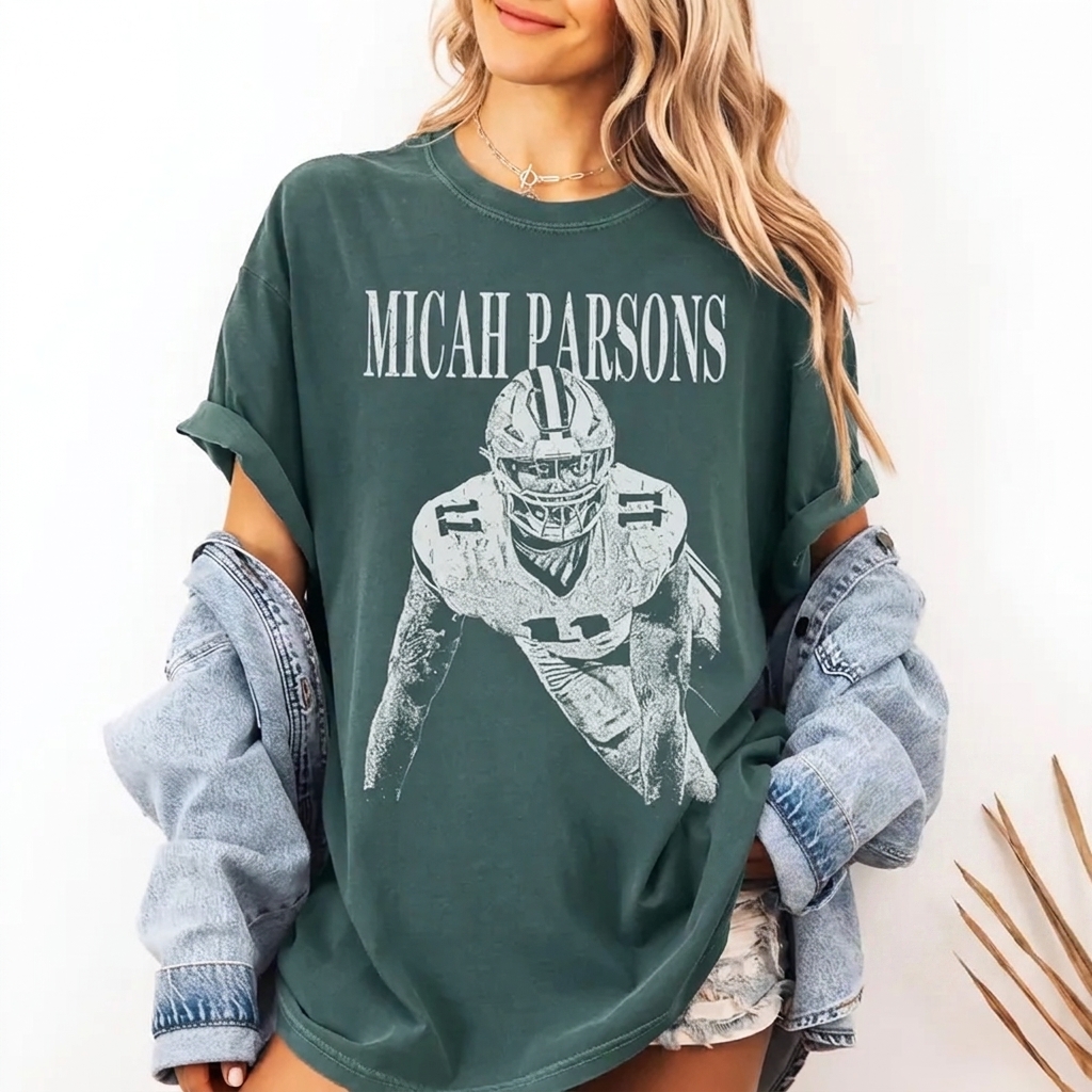 Distressed Retro Football Athlete Graphic Tee, Custom Player Name Vintage Washed Fan T-Shirt
