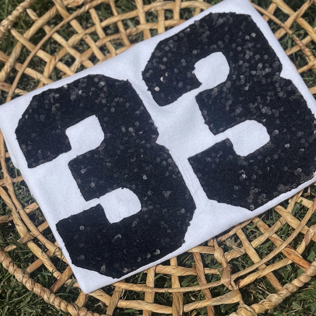 Custom Sequins Patch Player Number Crewneck, Shimmer Jersey Number Stadium Sweatshirt