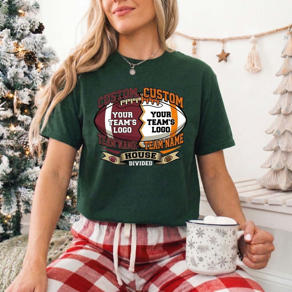 Custom House Divided Football Sweatshirt Personalized Two Team Rivalry Shirt Game Day Rivalry Apparel