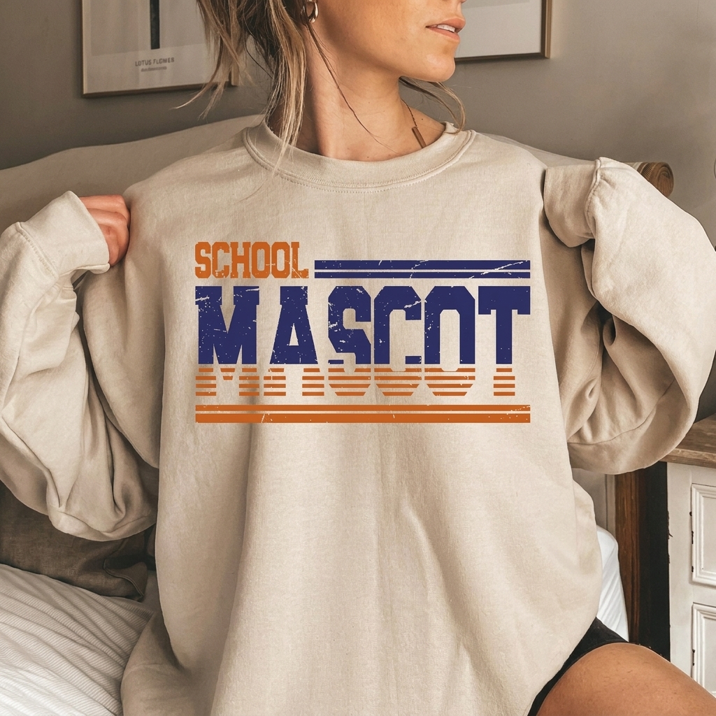 Custom Mascot Vintage Distressed Sweatshirt Game Day College Crewneck