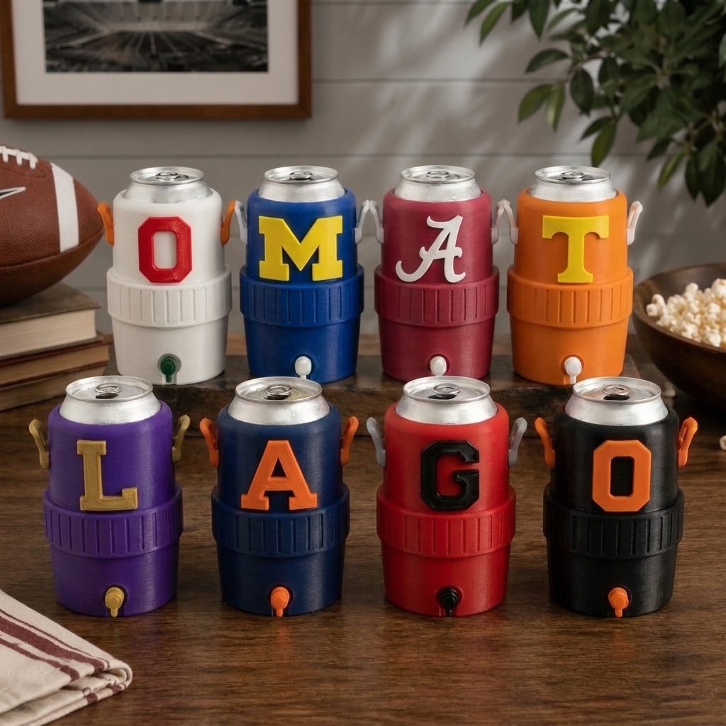Custom 3D Raised College Mascot Insulated Can Cooler, Personalized Team Logo Drink Holder For Football Tailgates