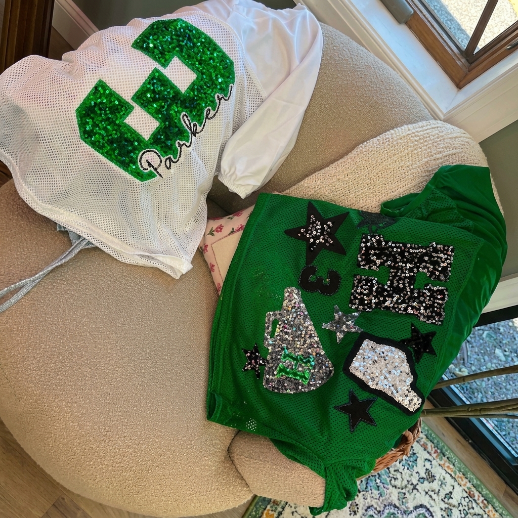 Custom Sequin Number Football Jersey Personalized Game Day Mesh Shirt