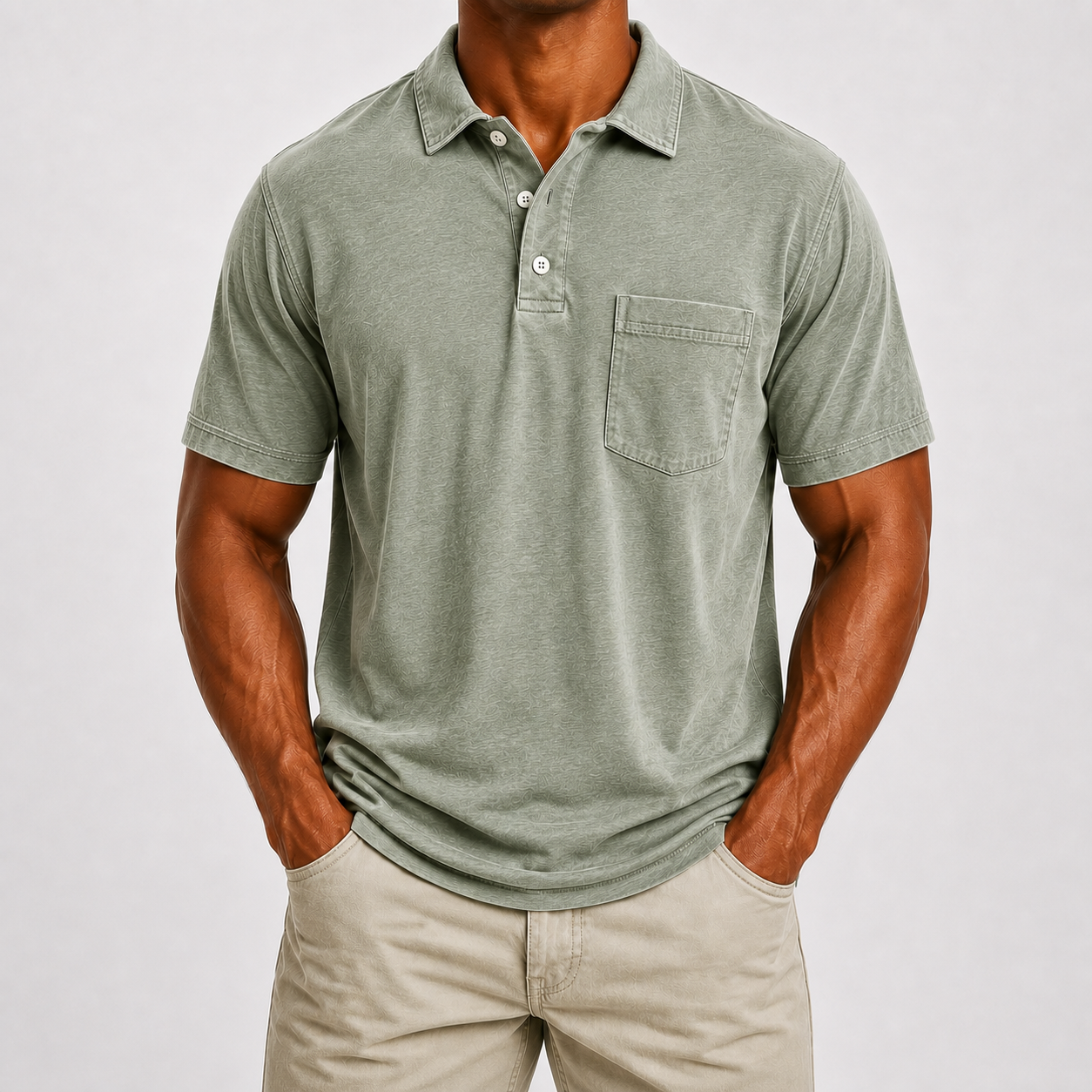Limited Deal 8-Pack Men's Washed Cotton Blend Pocket Polo Shirts, Lightweight Breathable 3-Button Relaxed Fit