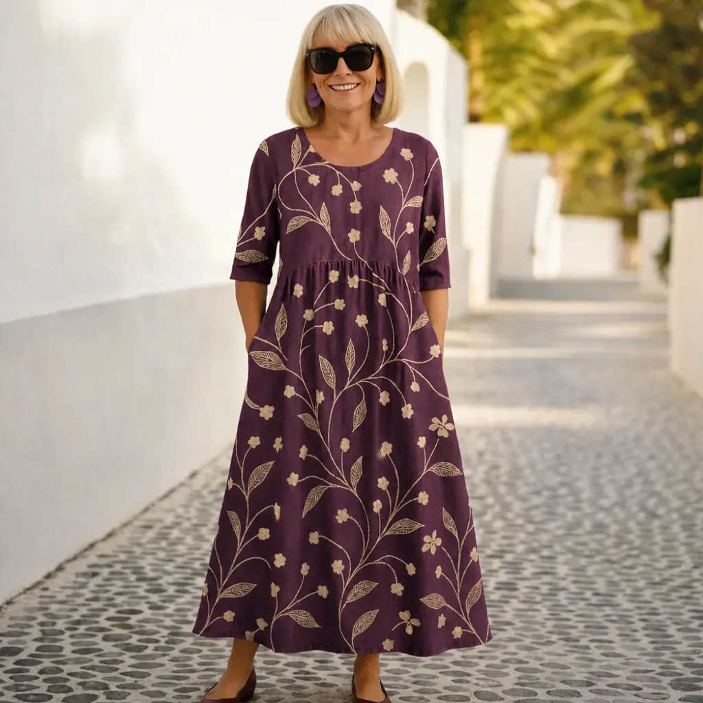 New Arrivals🔥Women's Casual Loose-fitting Patchwork Lace Trim Linen And Cotton Dress