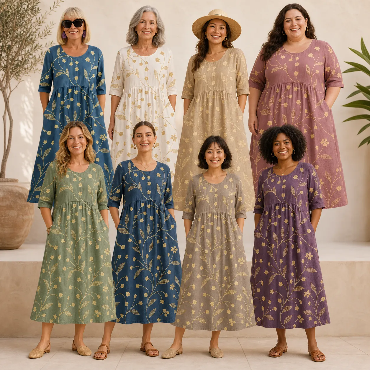 New Arrivals🔥Women's Casual Loose-fitting Patchwork Lace Trim Linen And Cotton Dress