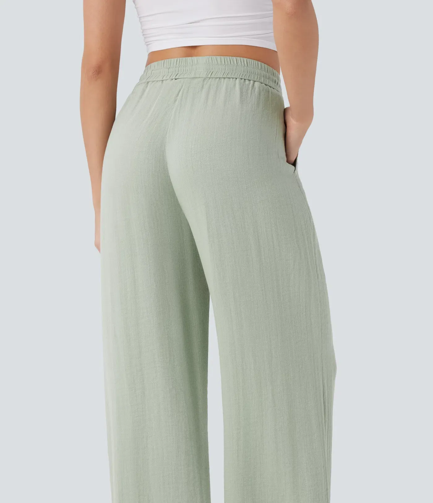⏰Store Closing Clearance⚡8 Pack for $28⚡High Waisted Drawstring Pocket Wide Leg Casual Linen-Feel Pants