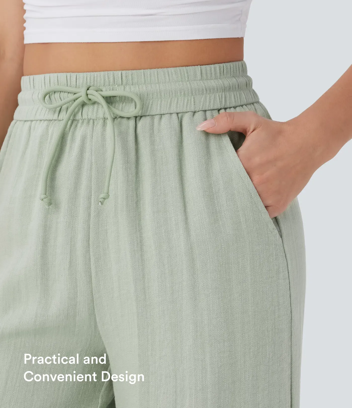 ⏰Store Closing Clearance⚡8 Pack for $28⚡High Waisted Drawstring Pocket Wide Leg Casual Linen-Feel Pants