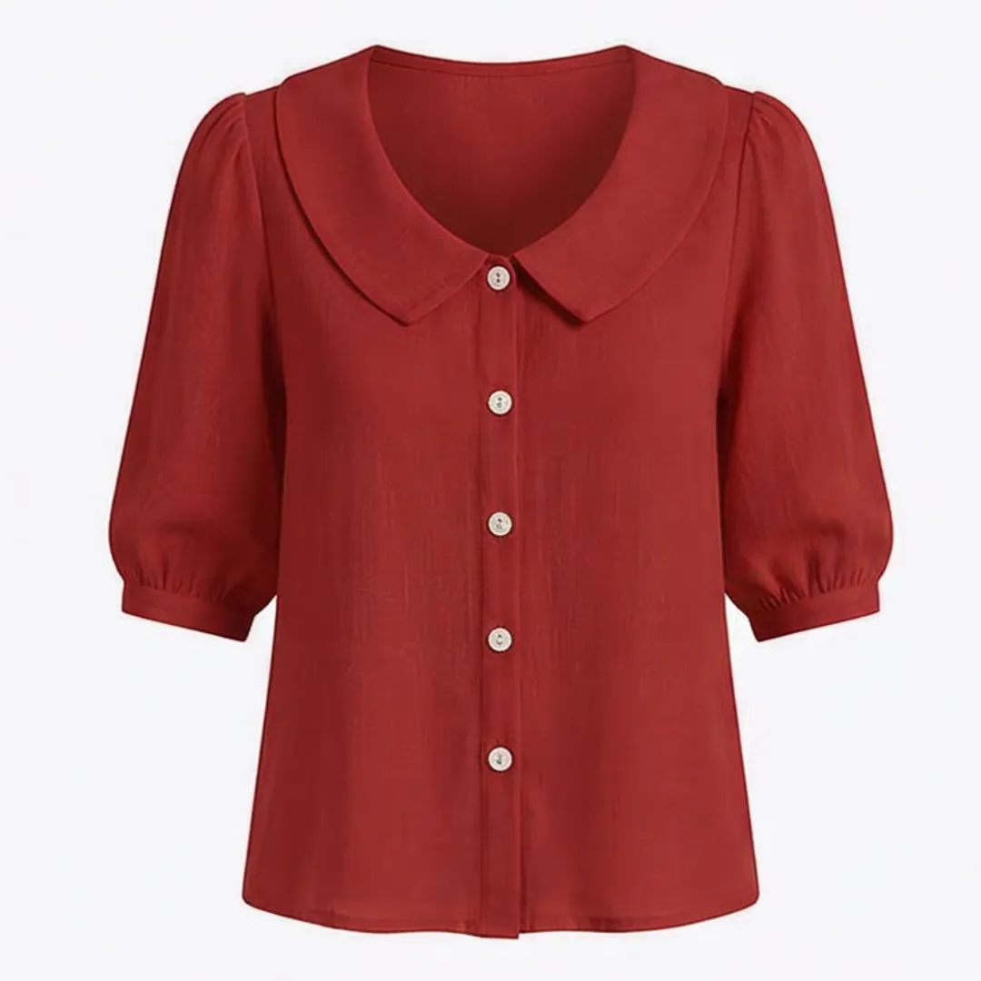 Women's Peter Pan collar button-down shirt-Stylish, elegant, beautiful, and comfortable, suitable for various occasions