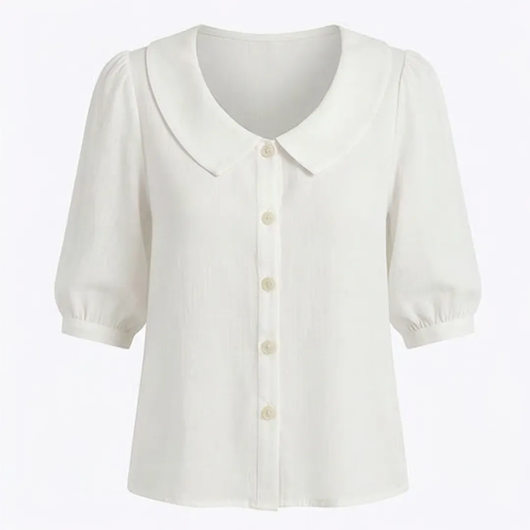 Women's Peter Pan collar button-down shirt-Stylish, elegant, beautiful, and comfortable, suitable for various occasions