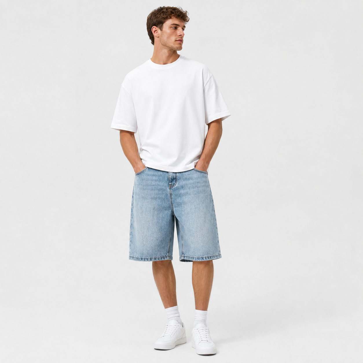 Men's baggy denim shorts