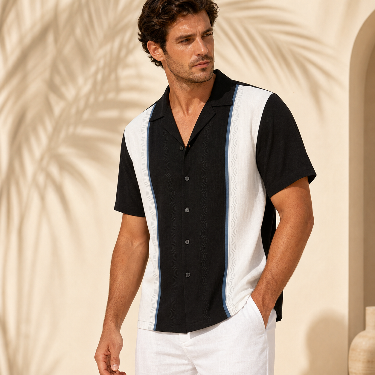 Men's short sleeve resort panel shirt