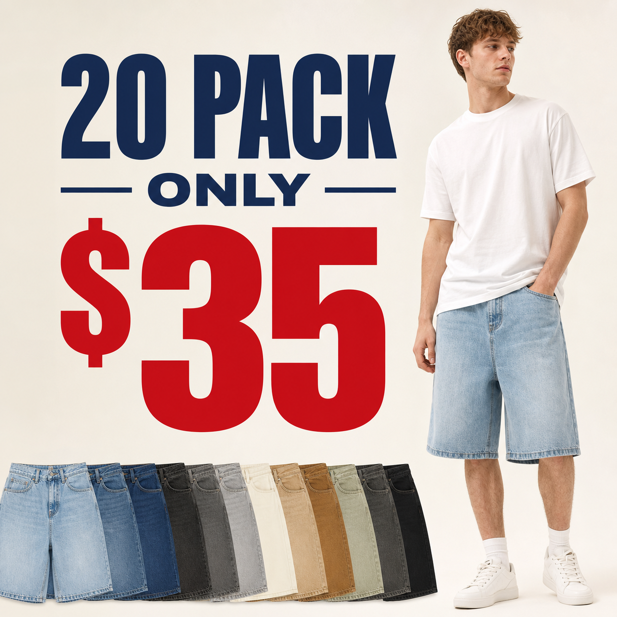 Men's baggy denim shorts