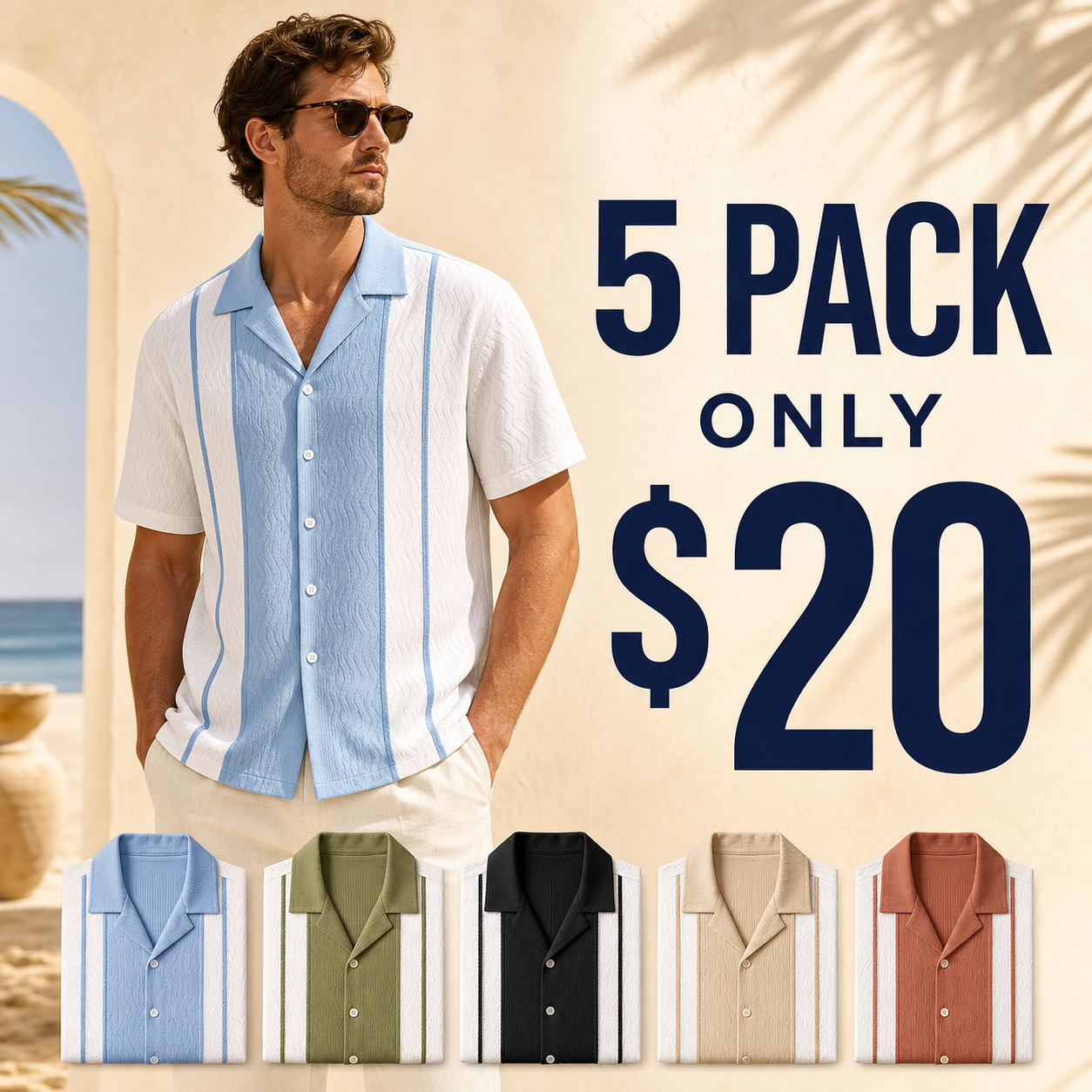 Men's short sleeve resort panel shirt