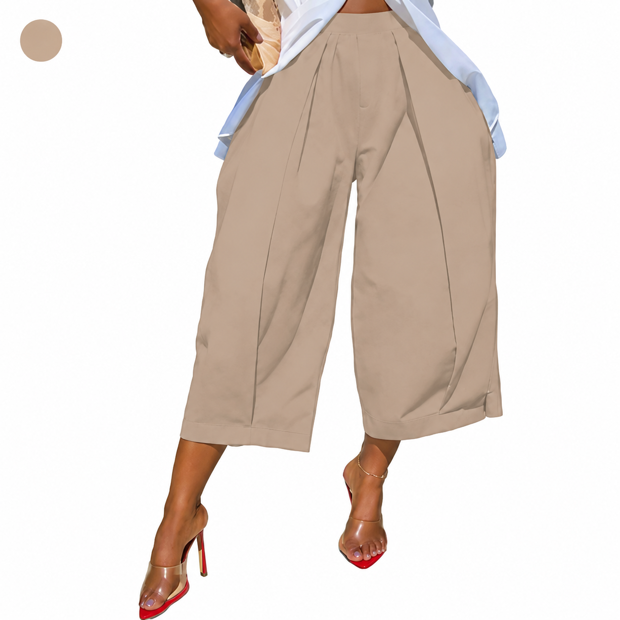 Women's 100% Cotton Loose Capri Pants with Pockets