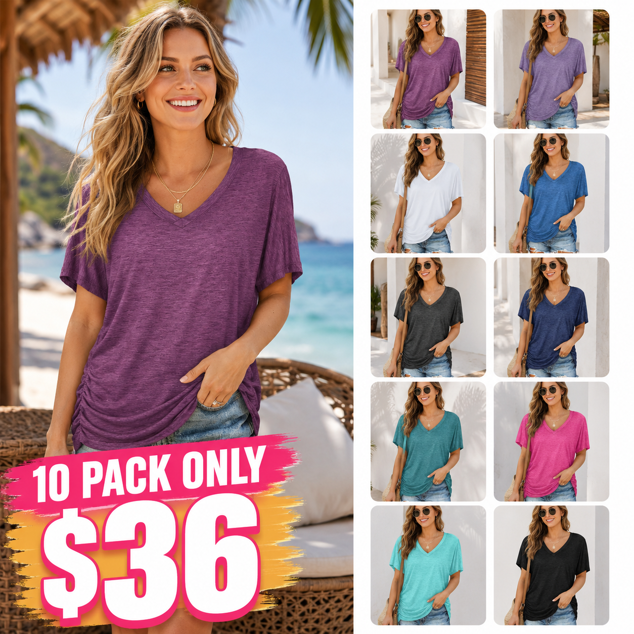 Linsay Rae Womens Short Sleeve V Neck Dolman Top