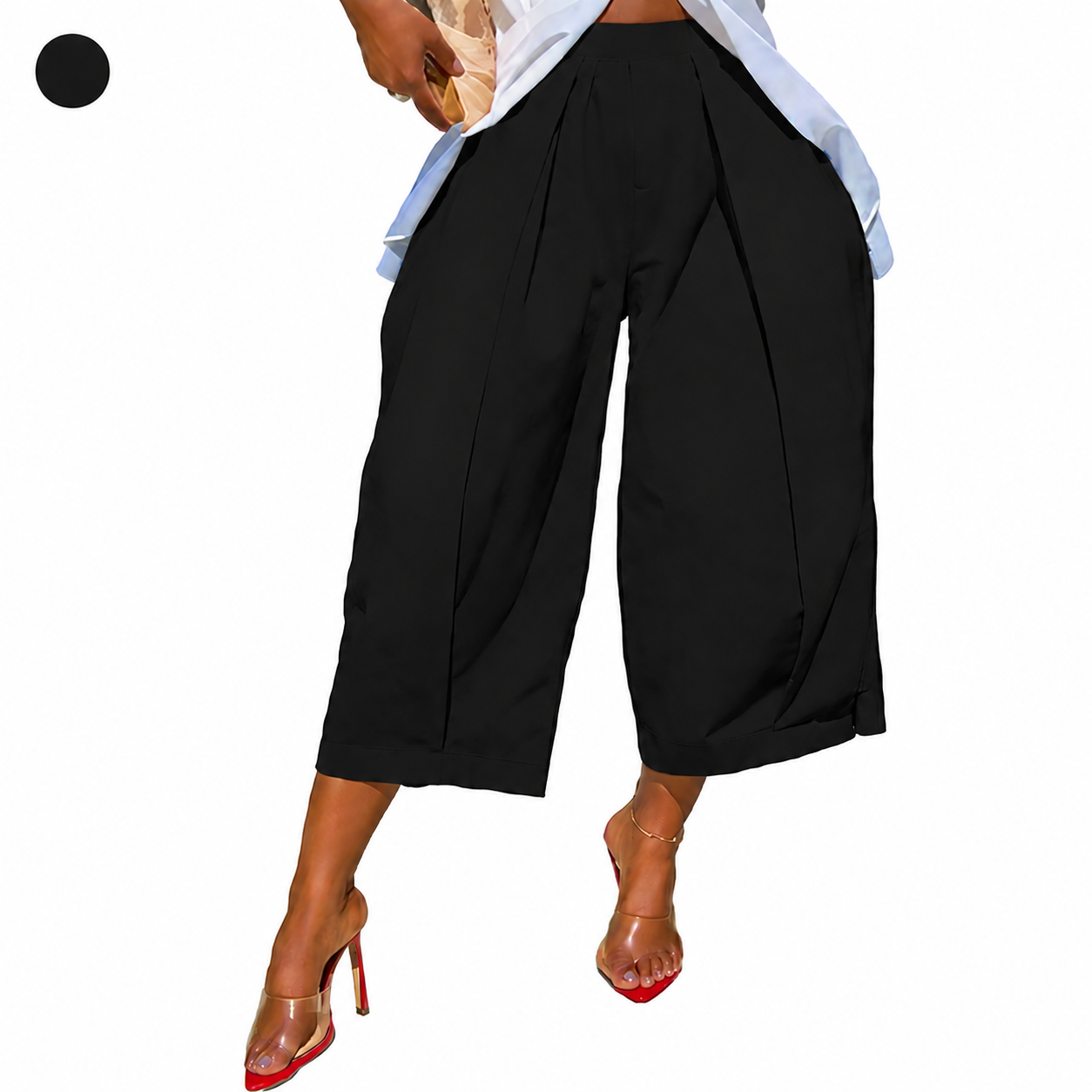 Women's 100% Cotton Loose Capri Pants with Pockets