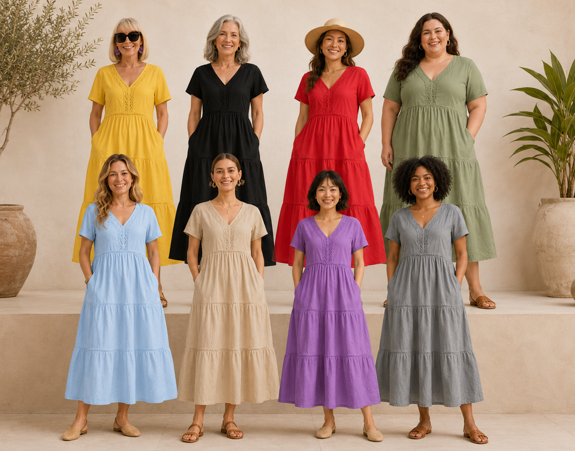 Store Closing Summer Bestseller⚡8 Pack for $35.99⚡Women’s Soft Linen Dress - Effortless Elegance That Celebrates Every Curve and Moment