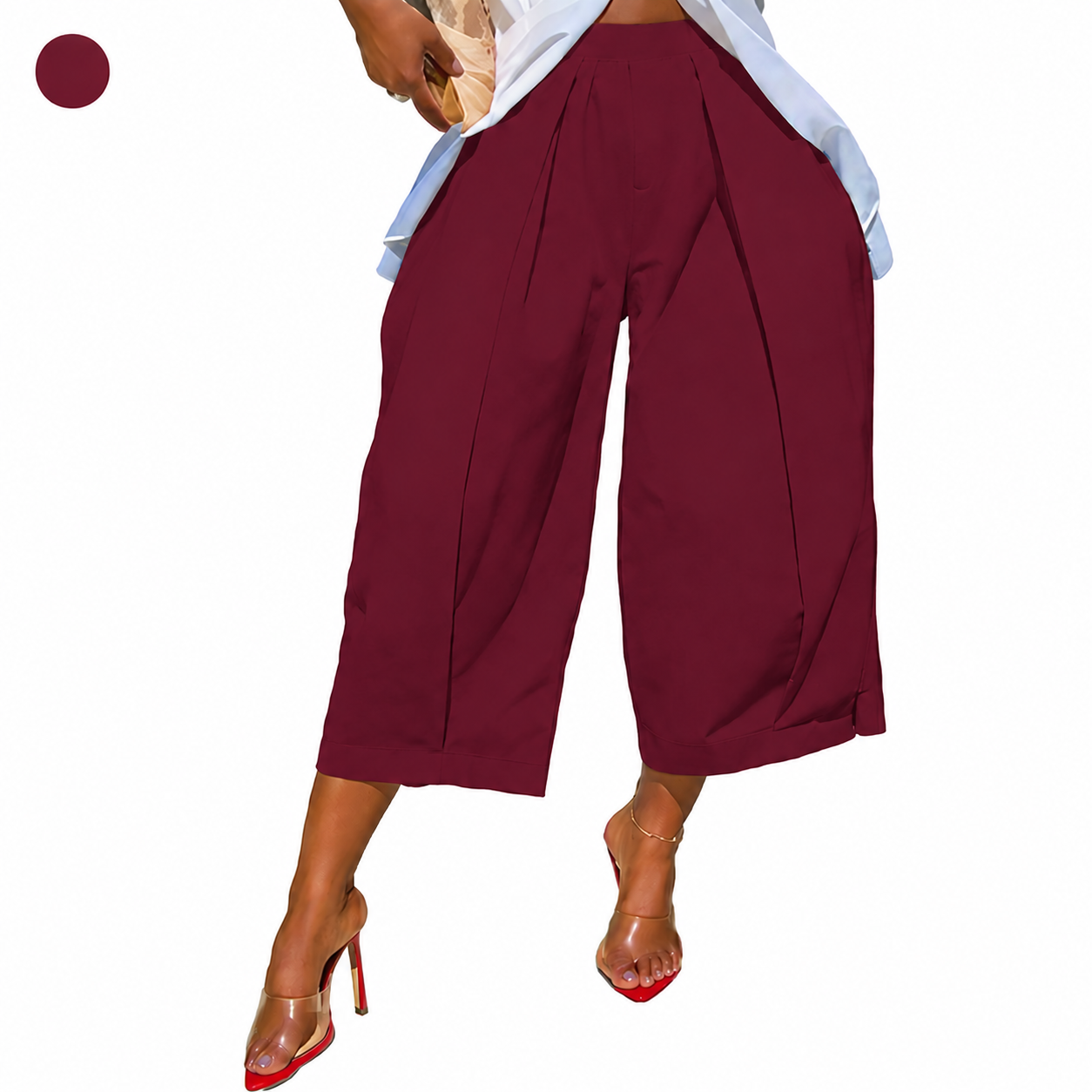 Women's 100% Cotton Loose Capri Pants with Pockets