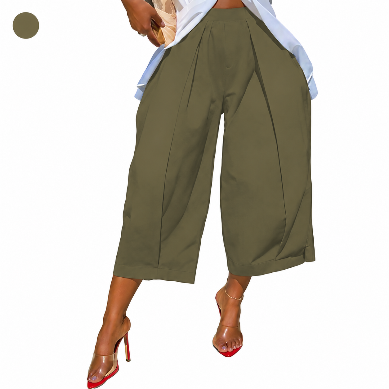 Women's 100% Cotton Loose Capri Pants with Pockets
