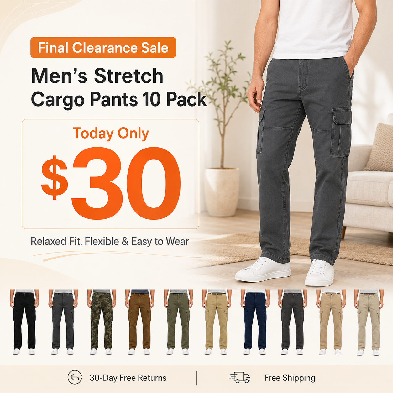 Men's Relaxed Fit Stretch Cargo Pant