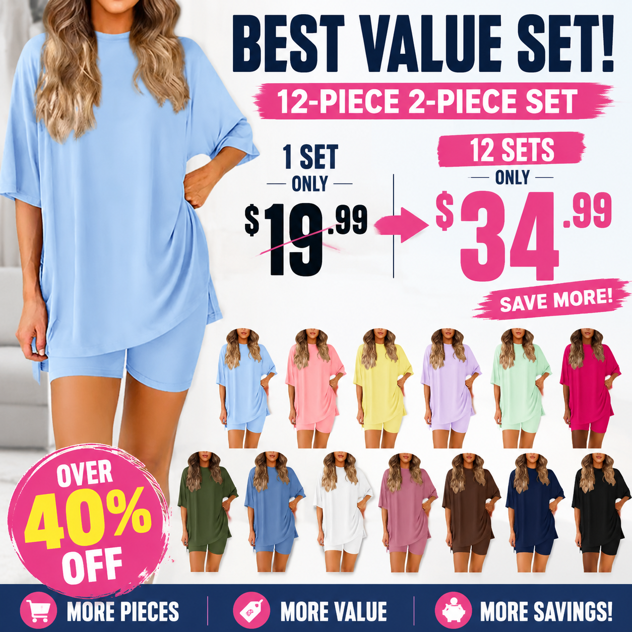 Women's Oversized Shirt and Biker Shorts Lounge Set