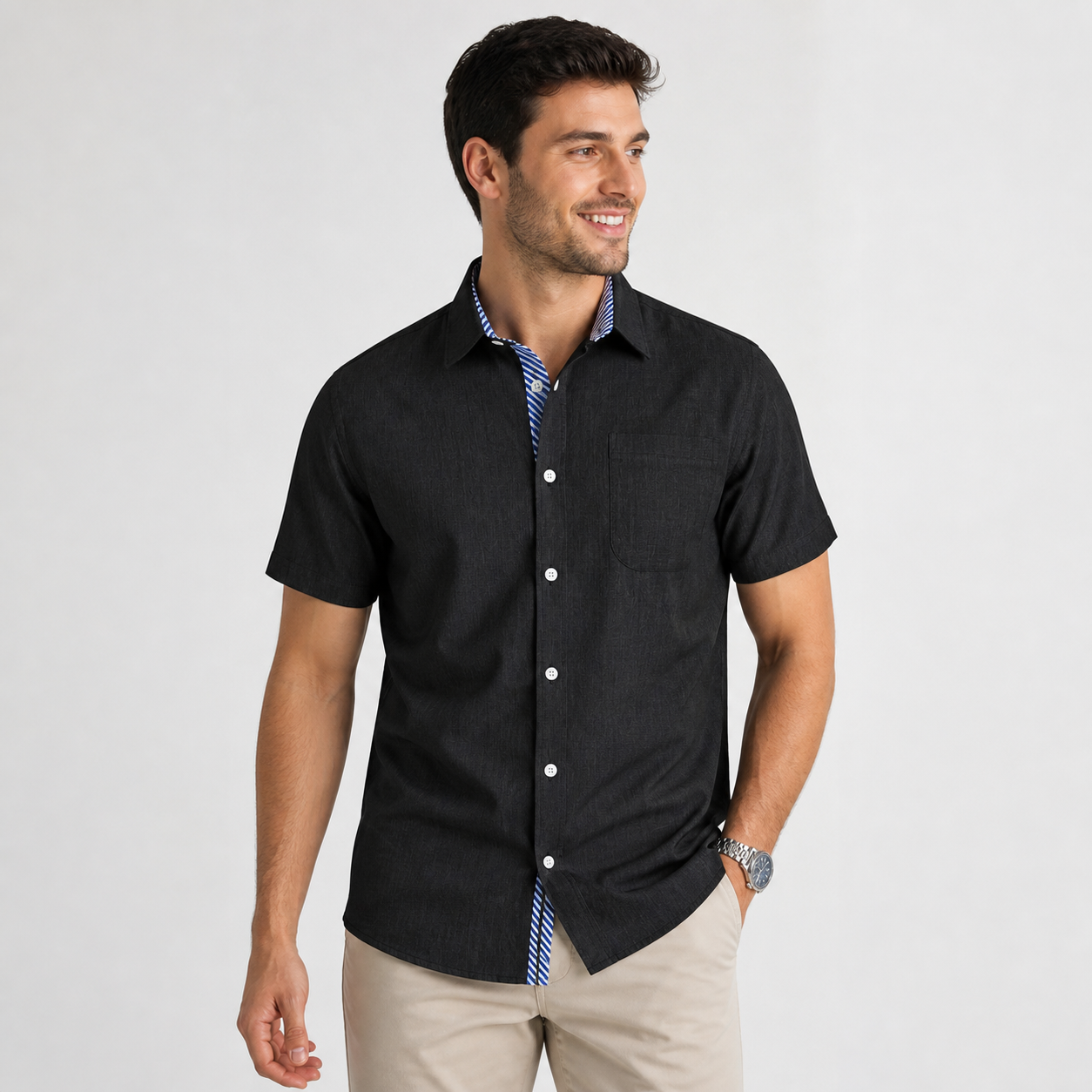 ⏰Store Closing ⚡10 Pack for $24⚡Men's Contrast Trim Short Sleeve Shirt