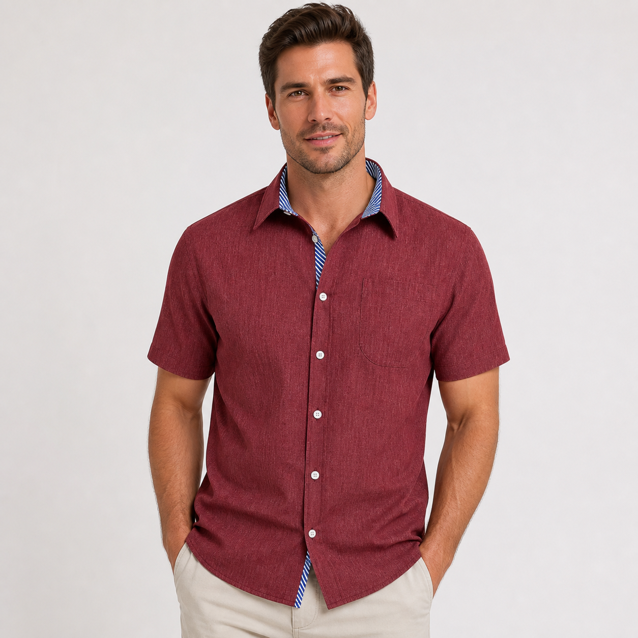 ⏰Store Closing ⚡10 Pack for $24⚡Men's Contrast Trim Short Sleeve Shirt