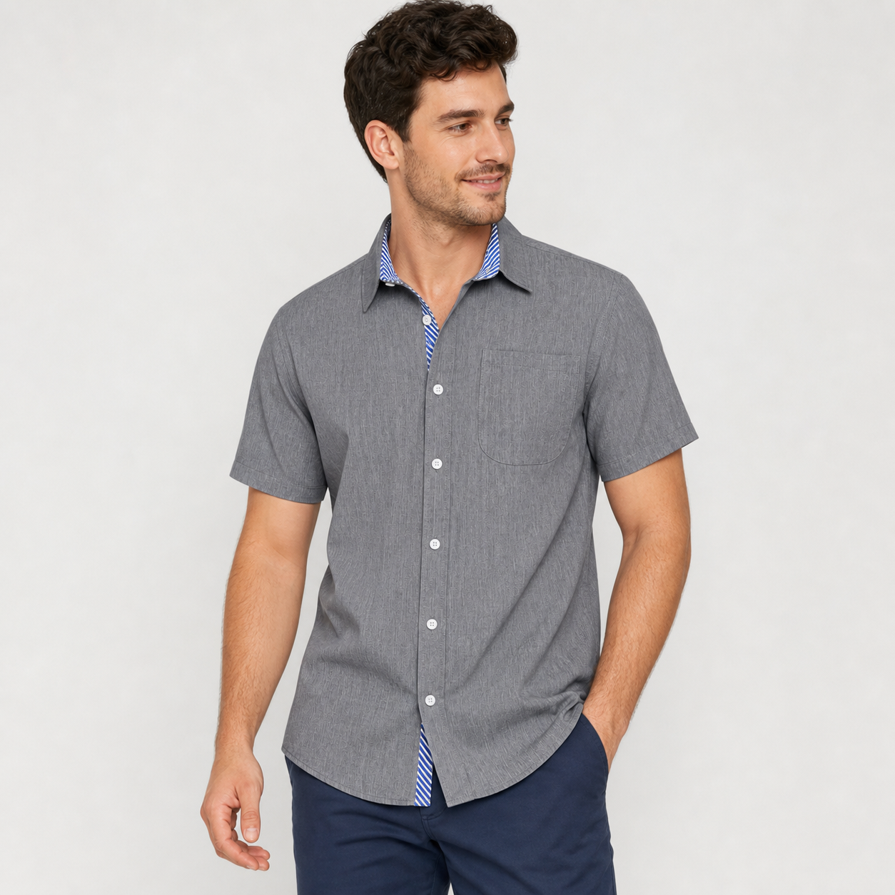 ⏰Store Closing ⚡10 Pack for $24⚡Men's Contrast Trim Short Sleeve Shirt