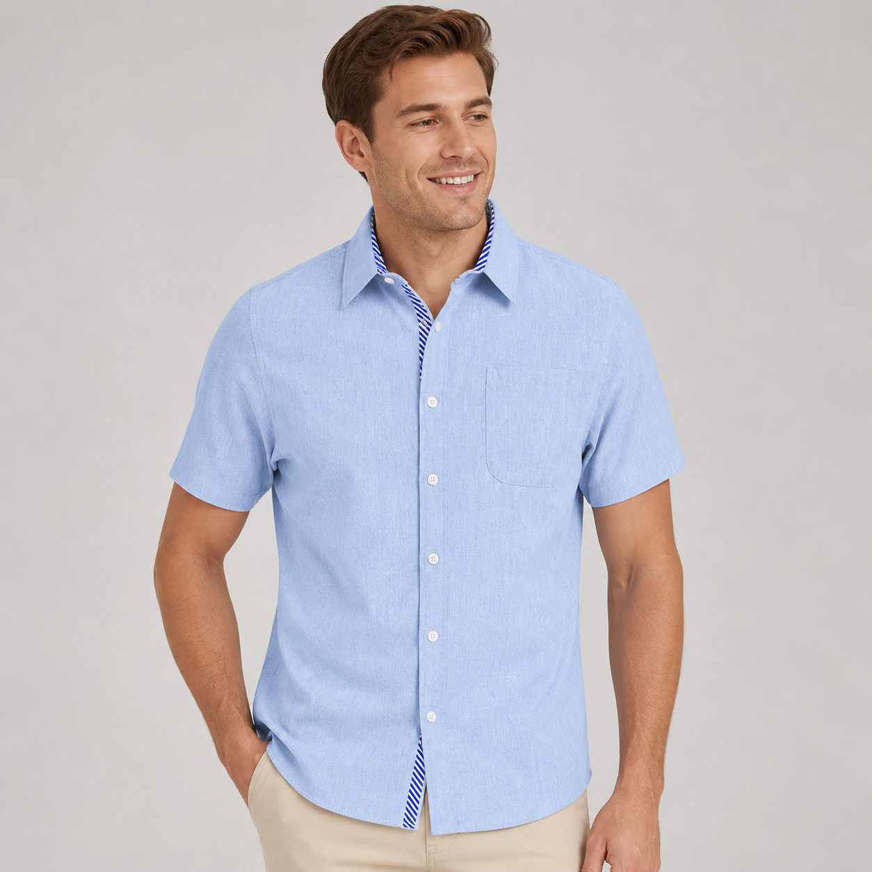⏰Store Closing ⚡10 Pack for $24⚡Men's Contrast Trim Short Sleeve Shirt