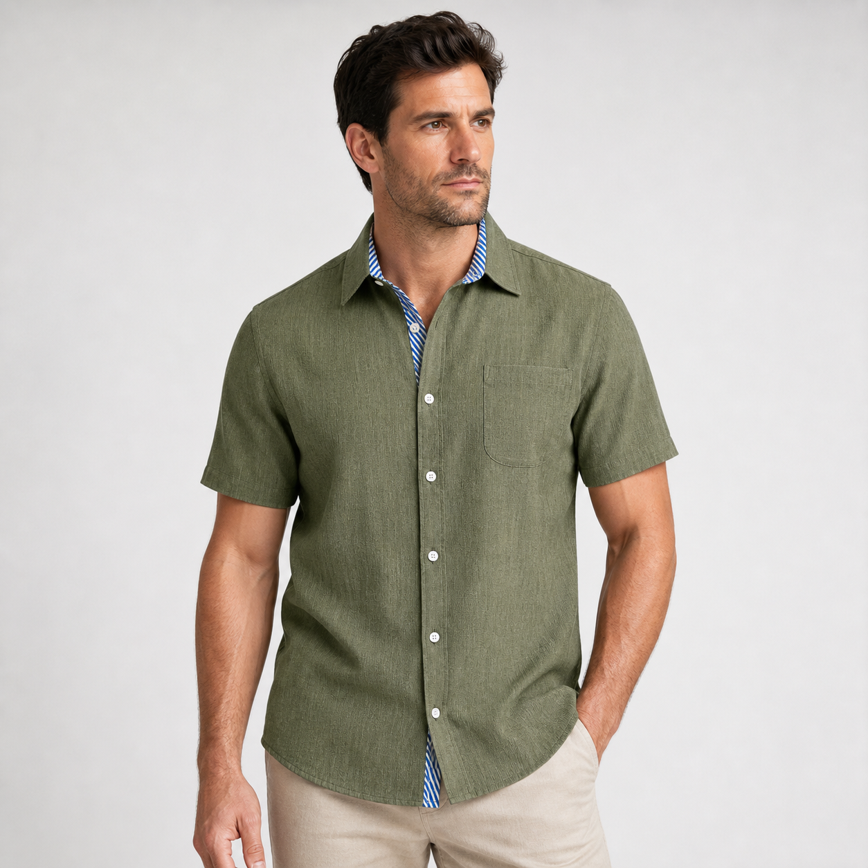 ⏰Store Closing ⚡10 Pack for $24⚡Men's Contrast Trim Short Sleeve Shirt