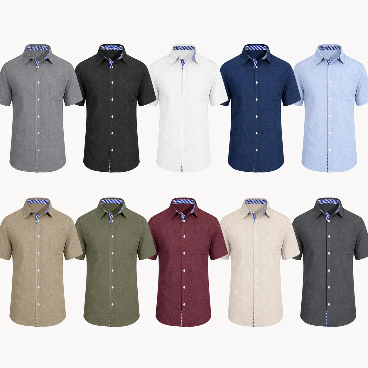 ⏰Store Closing ⚡10 Pack for $24⚡Men's Contrast Trim Short Sleeve Shirt