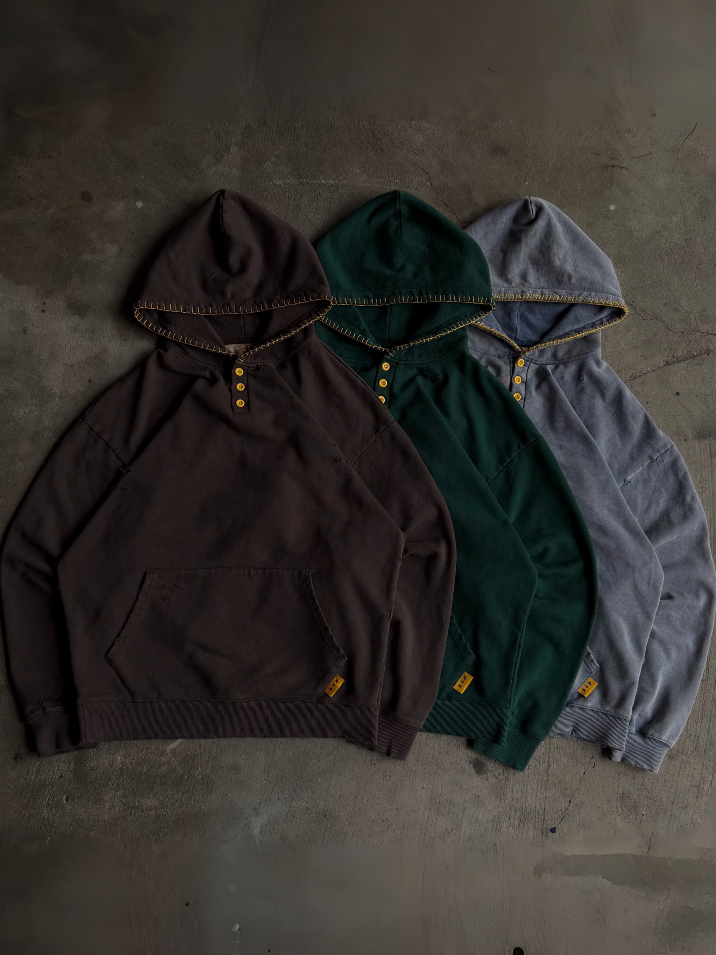 FRENCH TERRY HENLEY HOODIE