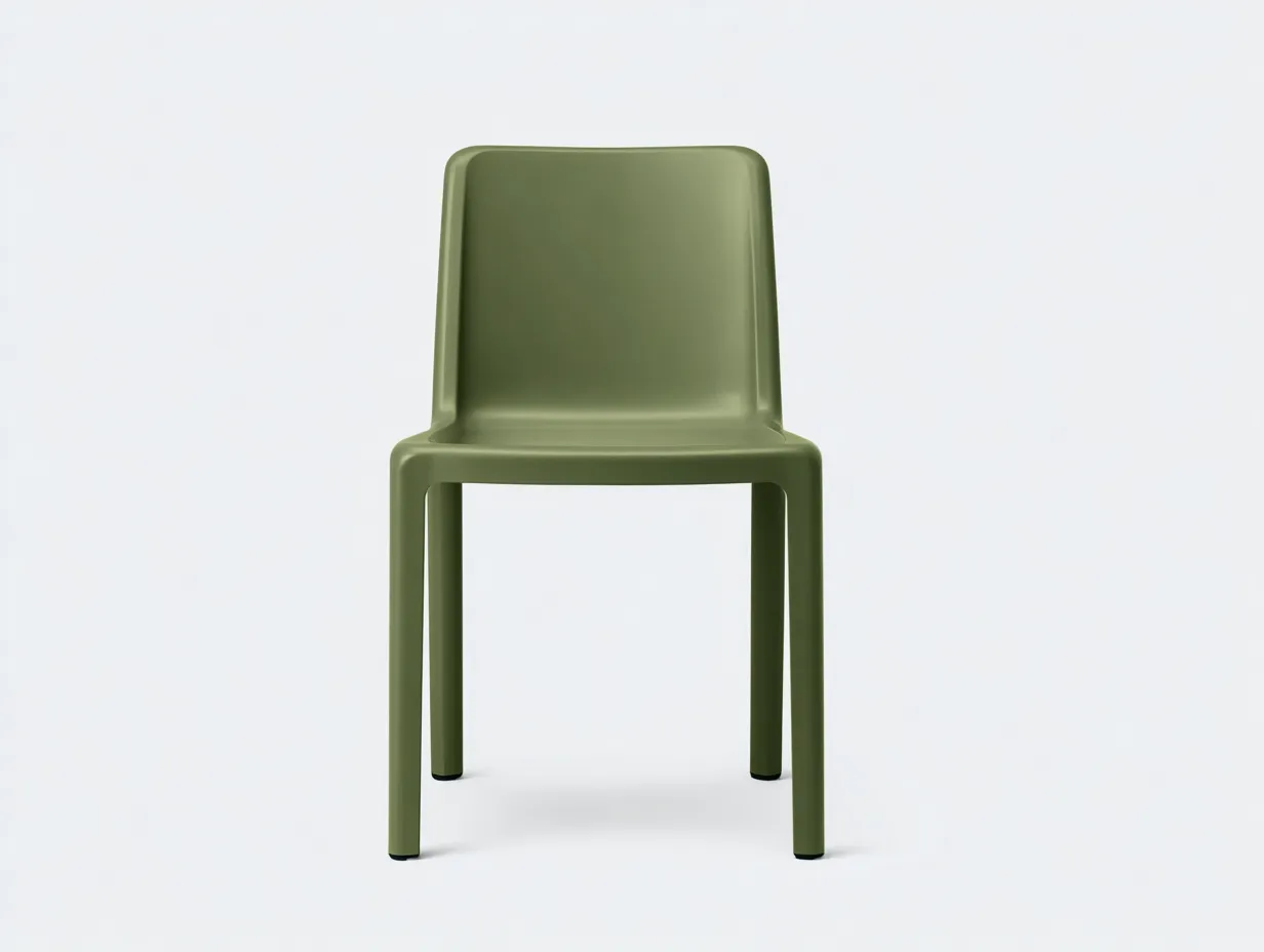 Silla de comedor de plástico 46 x 51 x 82 cm - verde oliva - respaldo liso y patas rectas para comedor-Tavexrahome