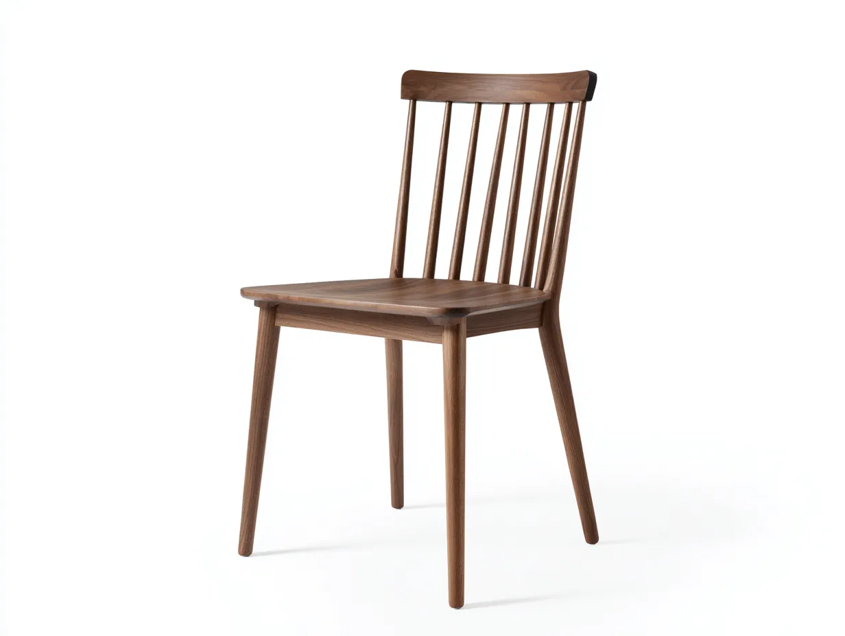 Silla de comedor de madera nogal 49 x 52 x 88 cm - nogal - respaldo de barras verticales para comedor-Tavexrahome