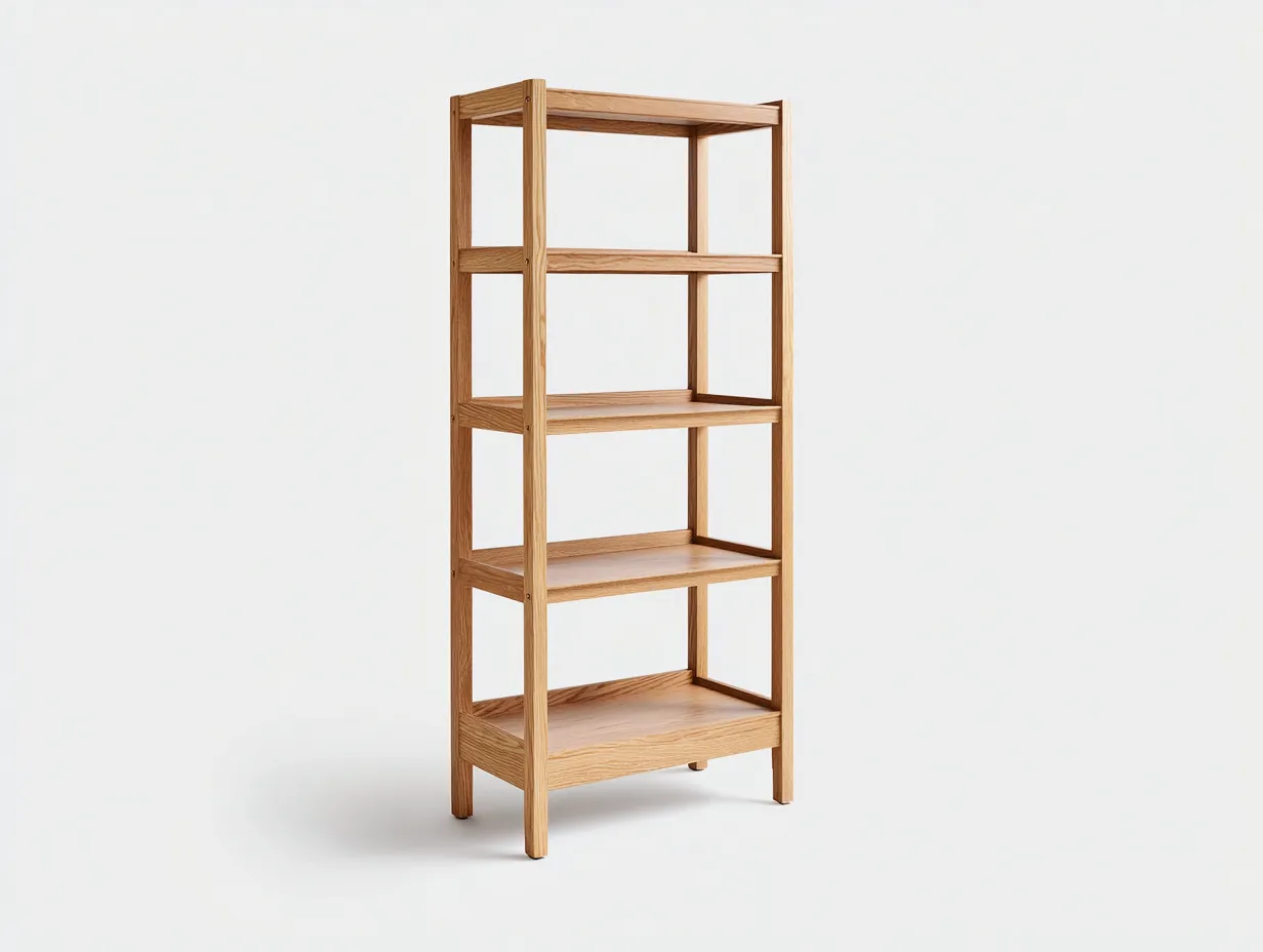 Estantería de madera 115x36x182 cm - nogal natural - diseño ancho para estudio-Tavexrahome