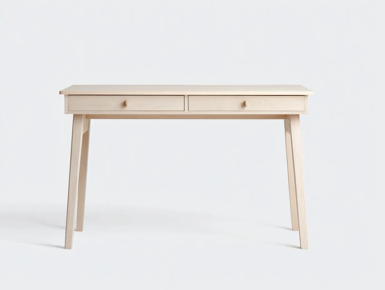 Escritorio 112x51x75 cm - madera clara - con dos cajones y patas inclinadas-Tavexrahome