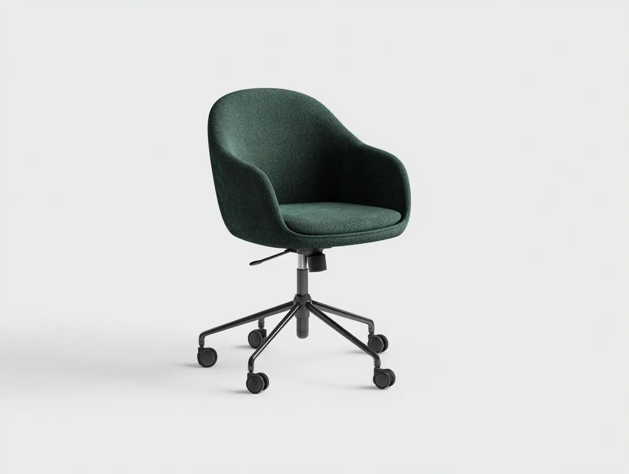 Silla de oficina tapizada 63x61x86 cm - verde oscuro y negro - asiento envolvente-Tavexrahome