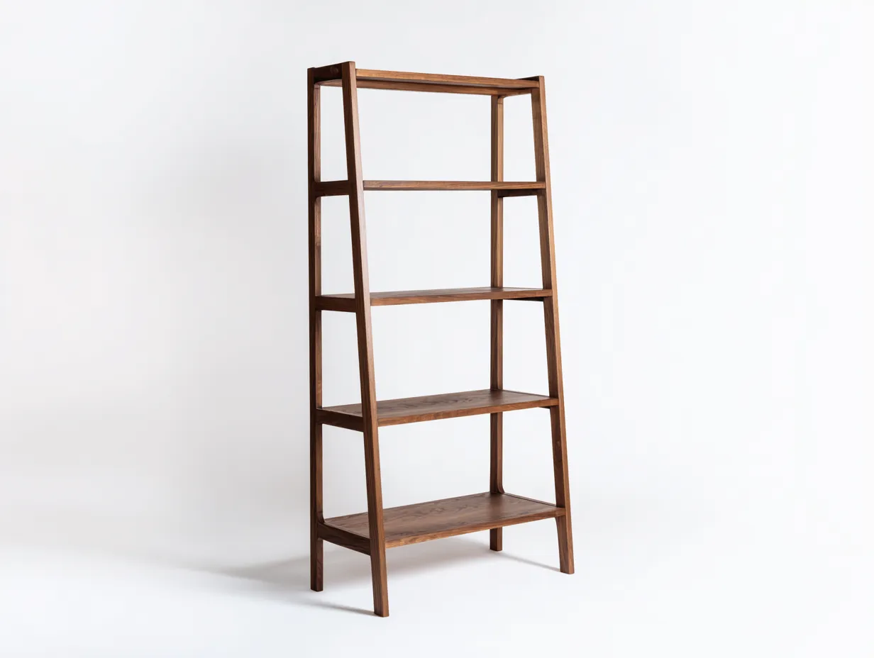 Estantería de madera 100x36x180 cm - nogal tostado - laterales inclinados para estudio-Tavexrahome