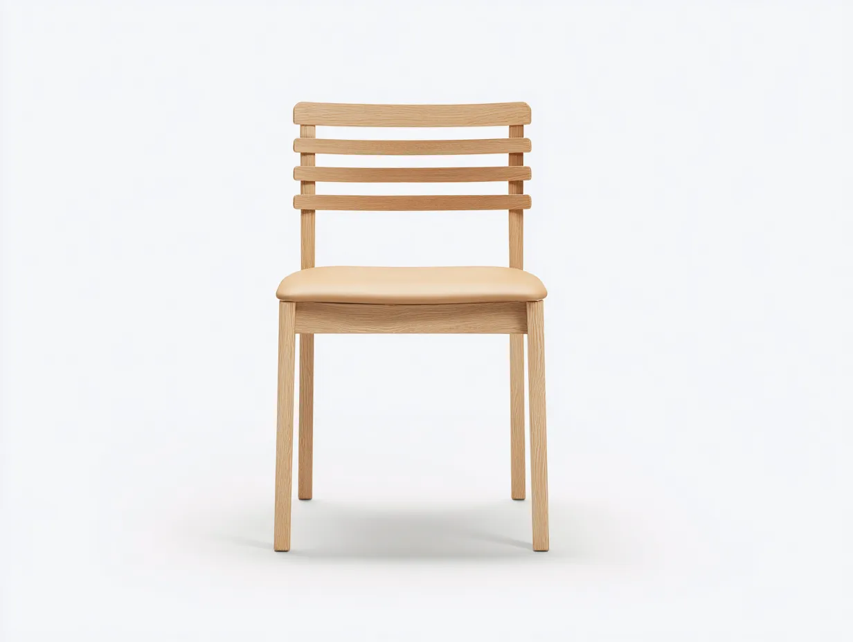 Silla de comedor de madera de roble 48 x 52 x 86 cm - roble claro y beige - respaldo de listones para comedor-Tavexrahome