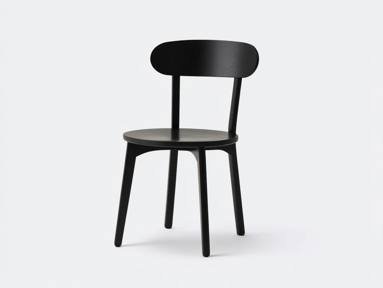 Silla de comedor de fresno negro 47 x 52 x 81 cm - negro - patas inclinadas y respaldo ovalado para comedor-Tavexrahome