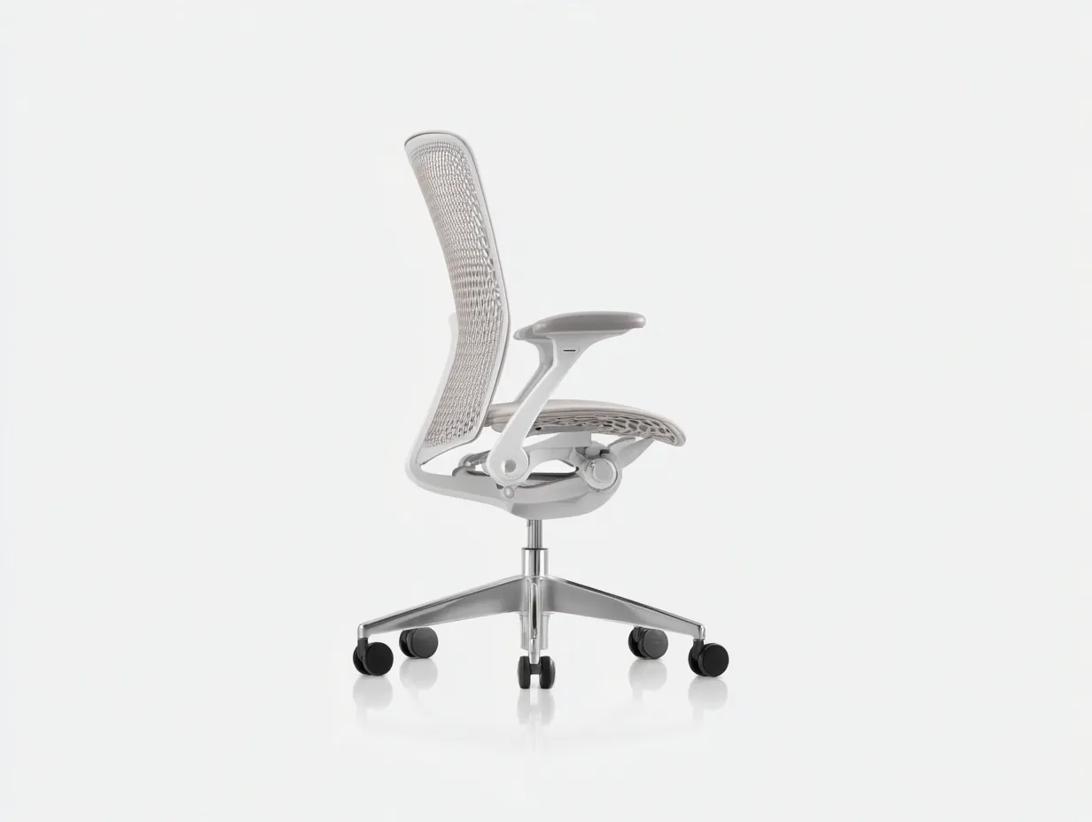 Silla de oficina de malla 67x64x96 cm - blanco y gris - base cromada con ruedas-Tavexrahome