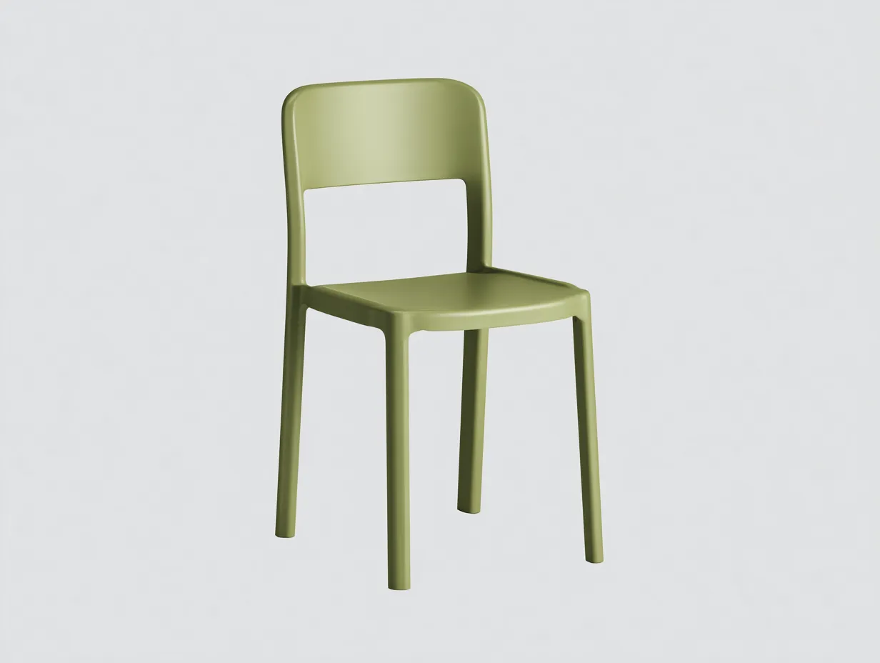Silla de comedor de plástico 48 x 52 x 83 cm - verde musgo - respaldo con abertura para comedor-Tavexrahome