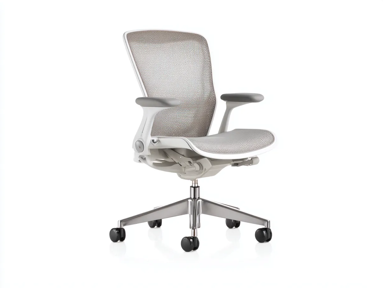 Silla de oficina ergonómica 66x65x98 cm - gris claro y blanco - respaldo de malla-Tavexrahome