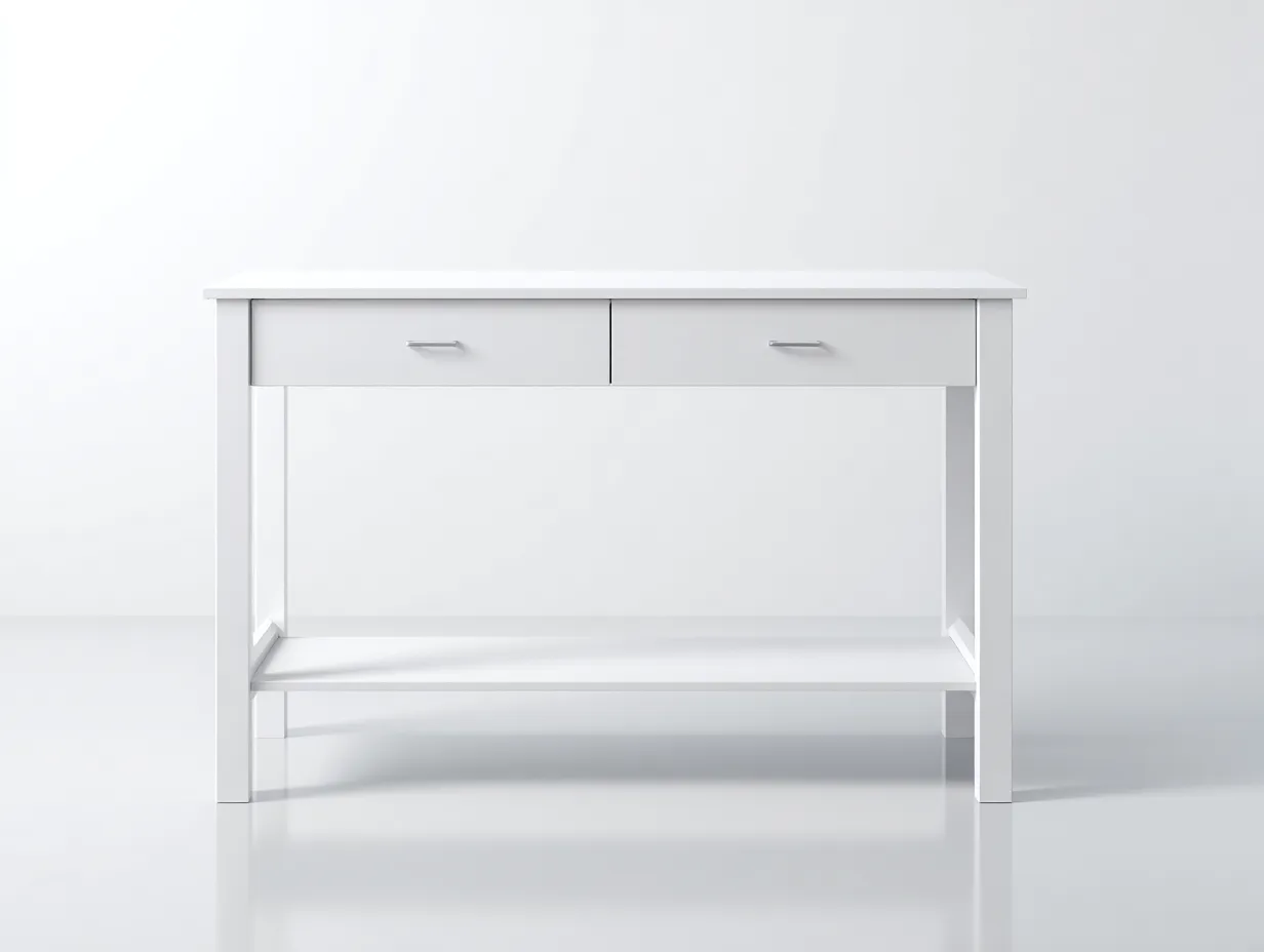 Escritorio 118x52x78 cm - blanco - con dos cajones y repisa inferior-Tavexrahome