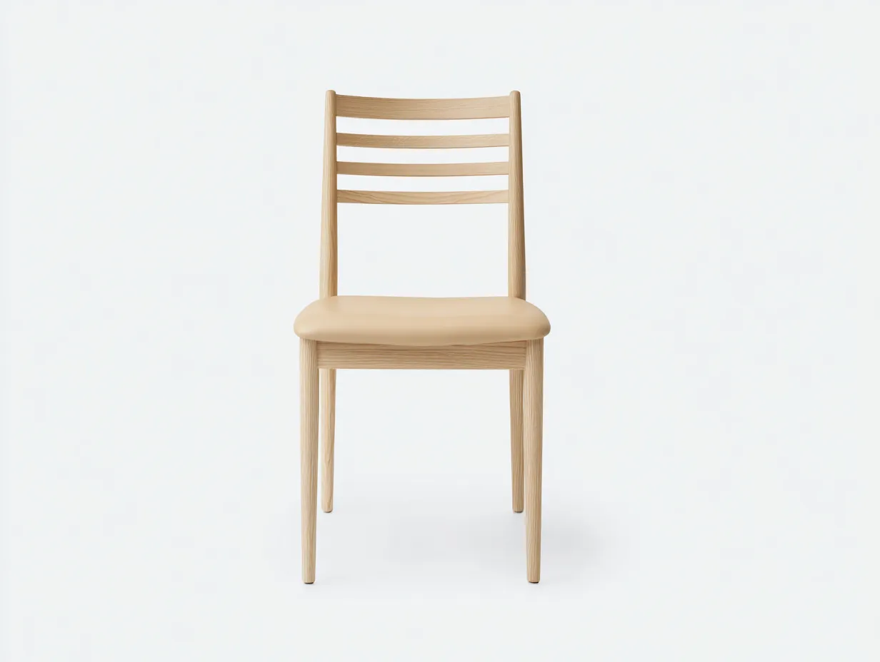Silla de comedor de madera natural 47 x 51 x 87 cm - madera clara y beige - respaldo abierto para comedor-Tavexrahome