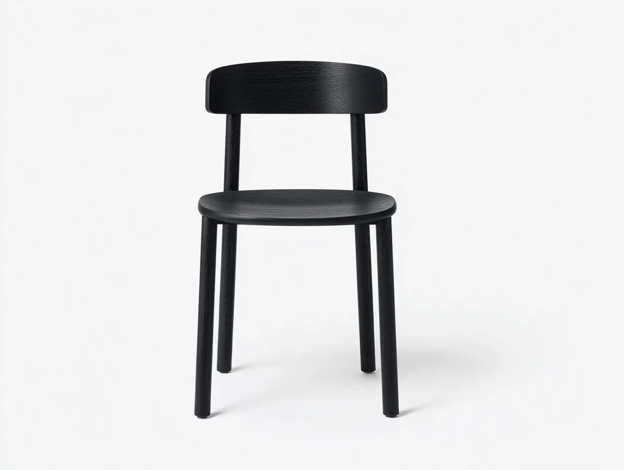 Silla de comedor de madera negra 46 x 51 x 82 cm - negro - respaldo curvo y asiento redondeado para comedor-Tavexrahome