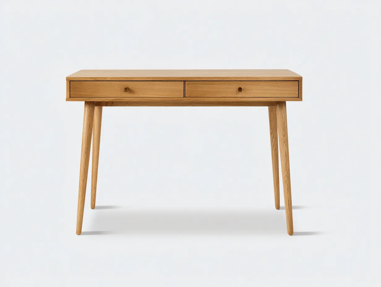 Escritorio 110x50x76 cm - madera natural - con dos cajones estilo nórdico-Tavexrahome