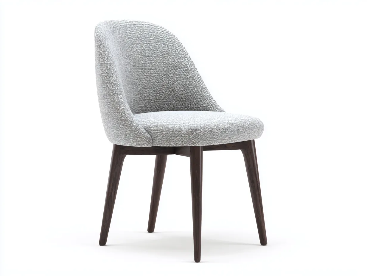 Silla de comedor tapizada 50 x 56 x 84 cm - gris claro y nogal oscuro - respaldo envolvente para comedor-Tavexrahome