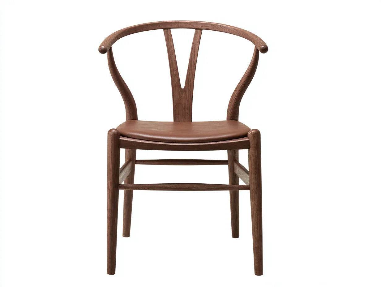 Silla de comedor de madera curvada 55 x 53 x 78 cm - nogal y camel - respaldo en forma de Y para comedor-Tavexrahome
